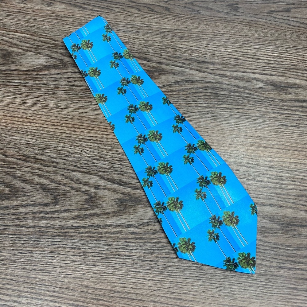 Zazzle Blue & Green Palm Tree Pattern Tie